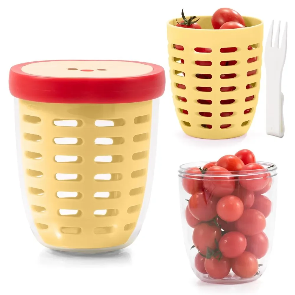 Fruit Cup with Lids and Fork Fruit Containers Salad Jar Portable Storage